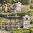 Load image into Gallery viewer, 147" Extra Large Chicken Coop, Wooden Hen House for 8-10 Hens, Outdoor Chicken House Poultry Hutch with Run, Pull-Out Tray, Nesting Box, Ventilated Windows, Ramp for Rabbit Duck, Gray
