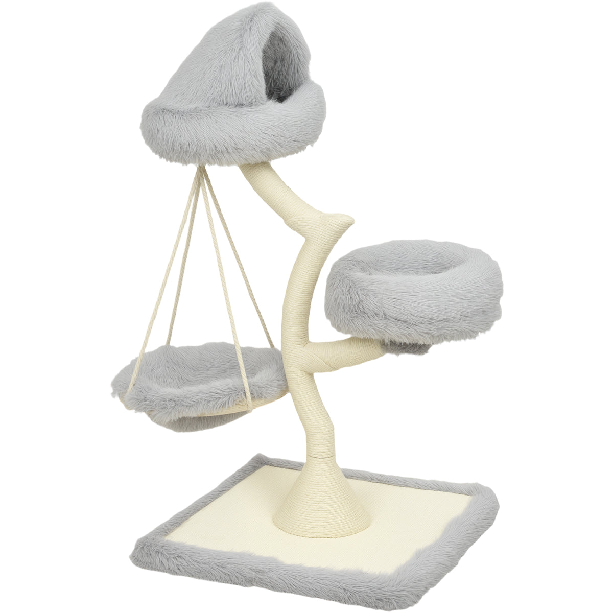 Modern Cat Tree Tower 115 cm Branch Design with Washable Beds, Cat Tower with Sisal Scratching Post, Holds 1 Cat up to 6kg