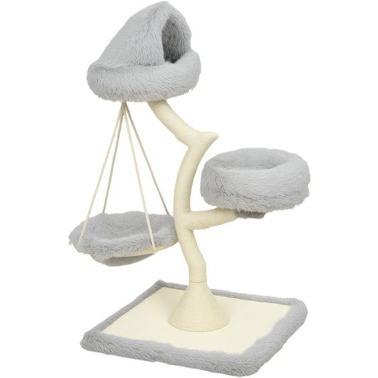 Modern Cat Tree Tower 115 cm Branch Design with Washable Beds, Cat Tower with Sisal Scratching Post, Holds 1 Cat up to 6kg