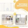 Load image into Gallery viewer, 30"-52" Extra Wide Pet Gate with Small Door, 30"H Dog Gate with Safety Gate Barrier, Stair Pressure Fit, Auto Close, Double Locking, for Doorways, Hallways, White
