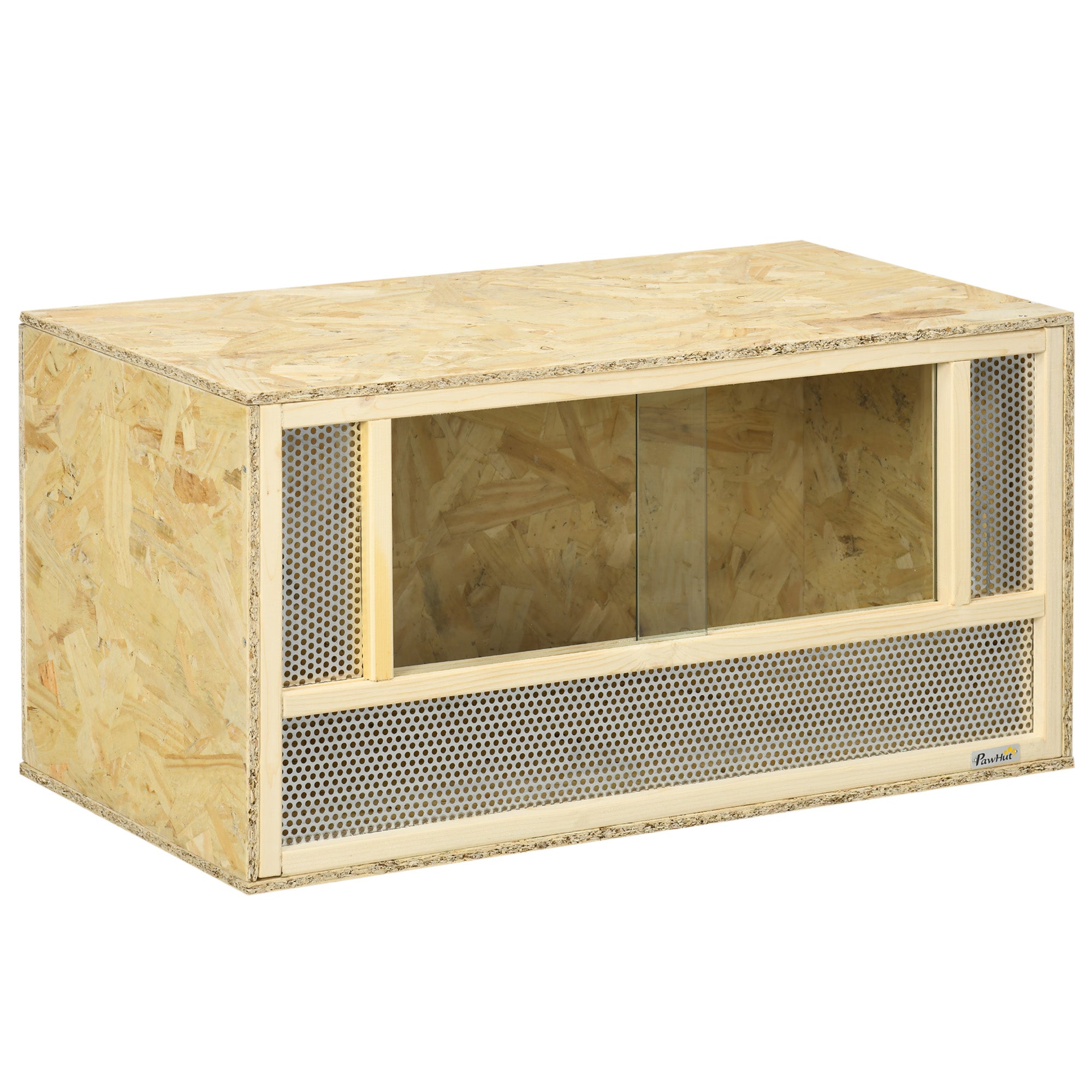 Reptile Terrarium Vivarium Habitat w/ Transparent Sliding Doors, Breathable Mesh, for Lizards, Horned Frogs, Snakes and Chameleons, 80 x 40 x 40 cm