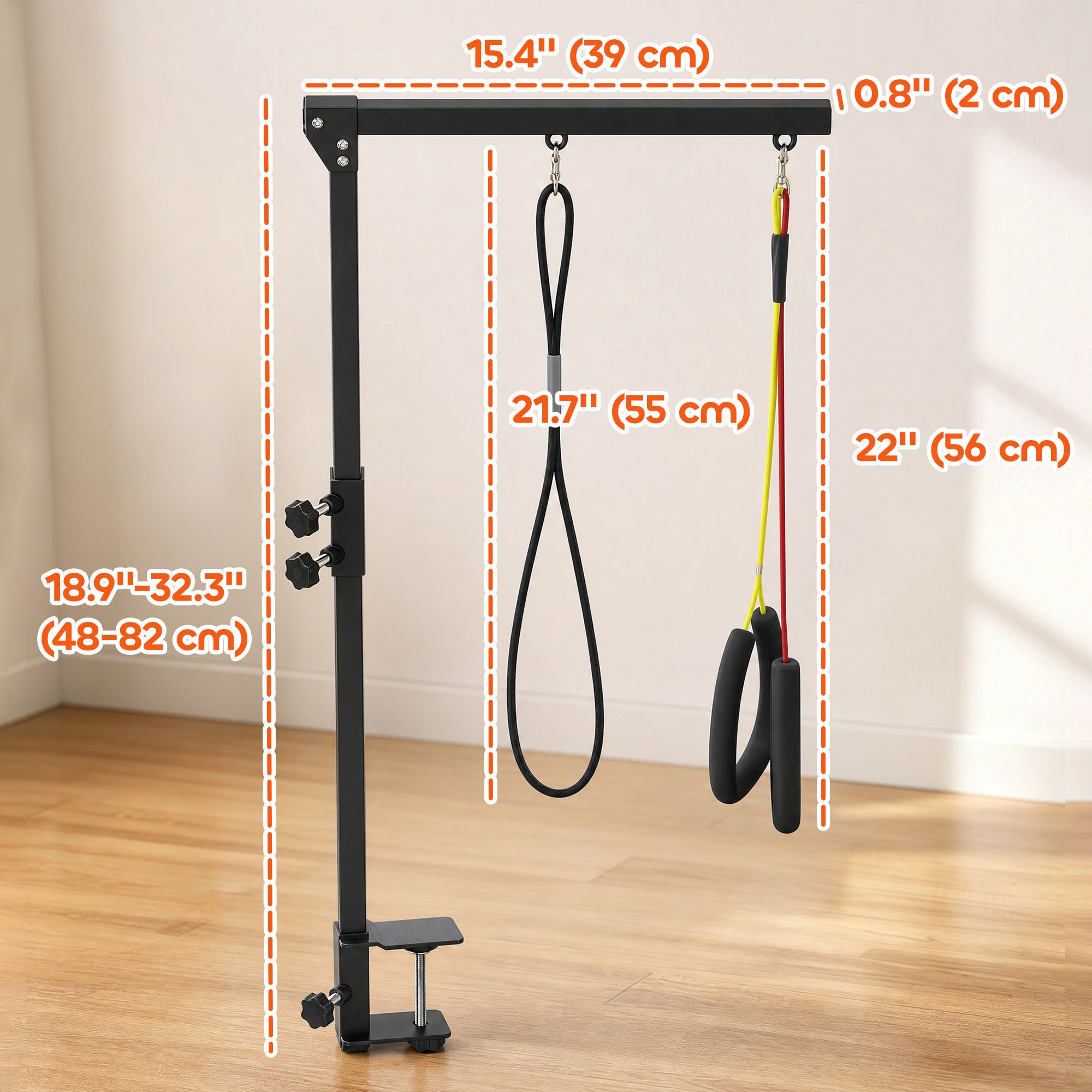Dog Grooming Arm with Clamp, Adjustable Foldable Dog Grooming with 2 Loop Noose for Small and Medium Breeds, 18.9" -32.3", Black