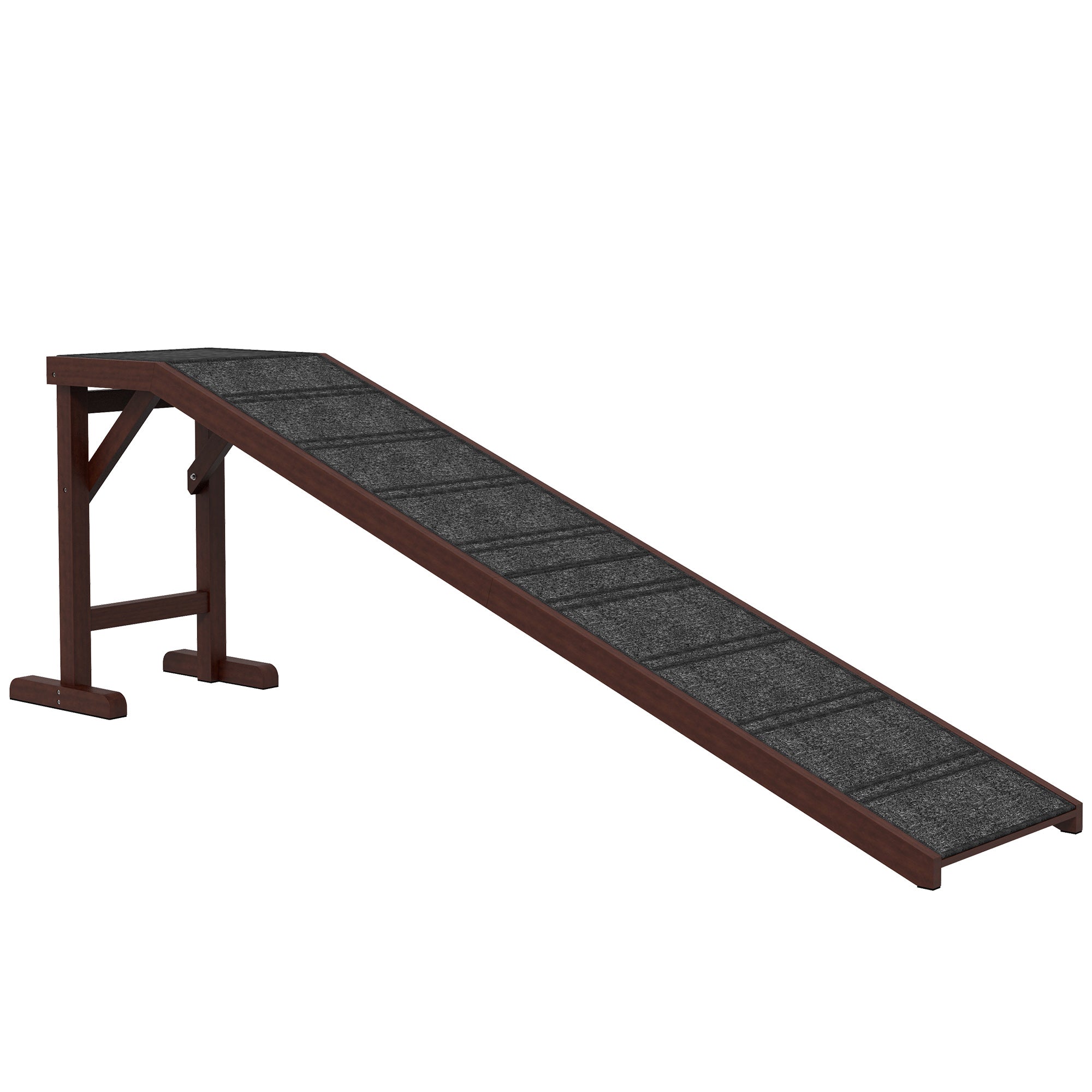 Pet Ramp Bed Steps for Dogs Cats Non-slip Carpet Top Platform Pine Wood 74"L x 16"W x 25"H Brown