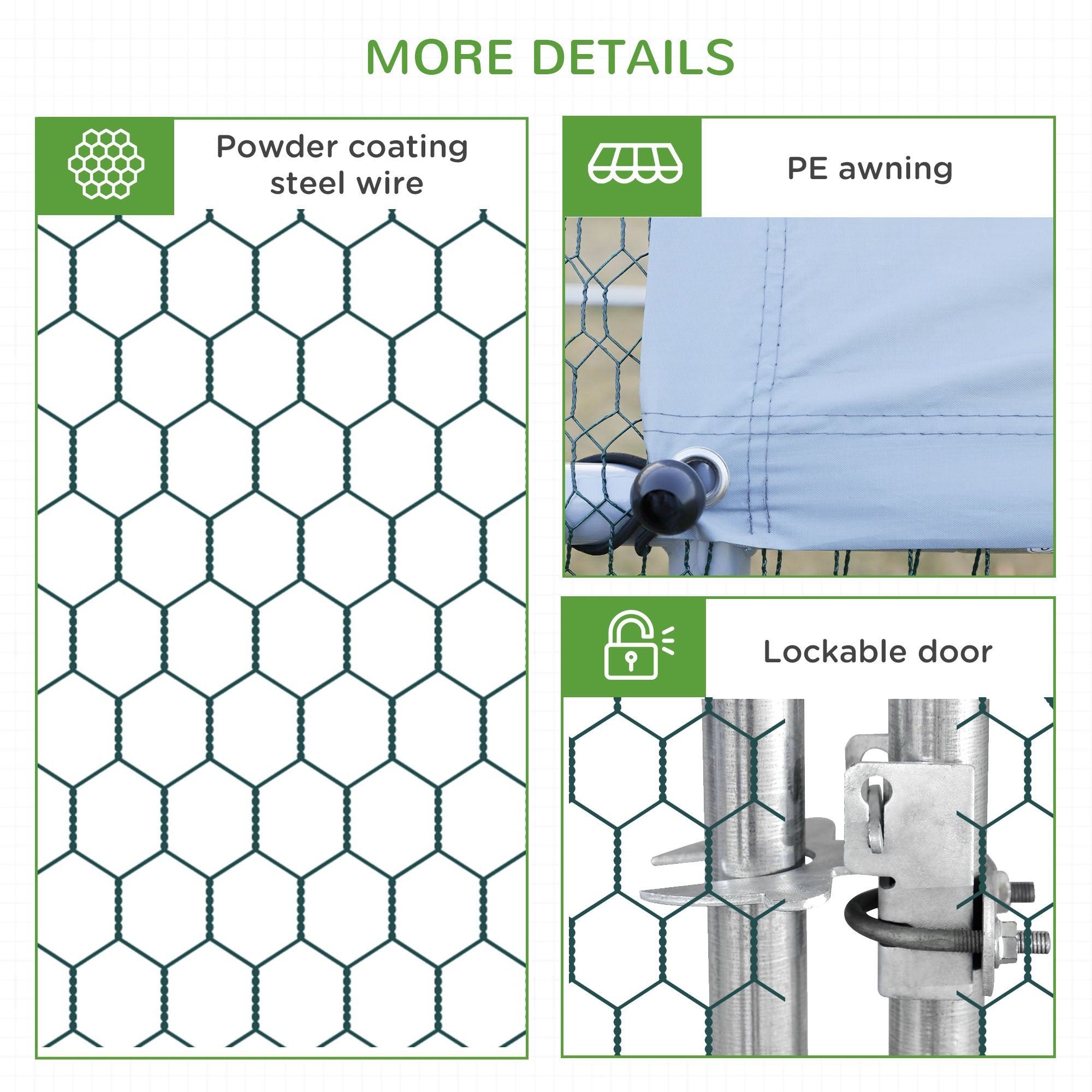 Chicken Run Galvanised Walk-in Chicken Coop Hen Poultry House Cage Rabbit Hutch Pet Playpen Garden w/ Water-Resist Cover, 3 x 1.7 x 1.9m