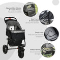 Load image into Gallery viewer, 3 Wheel Dog Stroller, Folding Pet Stroller Jogger with Adjustable Canopy, Storage Basket, Mesh Window, Cupholder, for Small Dogs & Cats, Grey
