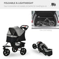 Load image into Gallery viewer, 3 Wheel Dog Stroller, Folding Pet Stroller Jogger with Adjustable Canopy, Storage Basket, Mesh Window, Cupholder, for Small Dogs & Cats, Grey
