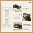 Load image into Gallery viewer, 36"H Large Cat Scratching Post for Indoor Cats, Bold Cat Tree Multi-Level Kitty Tower with Sisal Mat Scratch Rope, Cat Bed, Removable Cushion, Perch, Cream White
