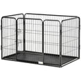 Charger l'image dans la visionneuse de la galerie, 4 Panels Dog Playpen, Heavy Duty Dog Fence, 28" H Portable Pet Playpen with Door Double Locking Latches, No Leaking Tray for Indoor Outdoor Backyard Garden, Grey
