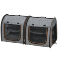 Charger l'image dans la visionneuse de la galerie, 39" Travel Pet Carrier, Portable Soft-Sided Cat Carrier with Divider, Two Compartments, Soft Cushions & Storage Bag, Grey
