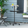 Load image into Gallery viewer, Bird Play Stand, Portable Parrot Perch, Bird Feeder Station, with Four Wheels, Stainless Steel Feeding Bowls, Round Tray, Grey
