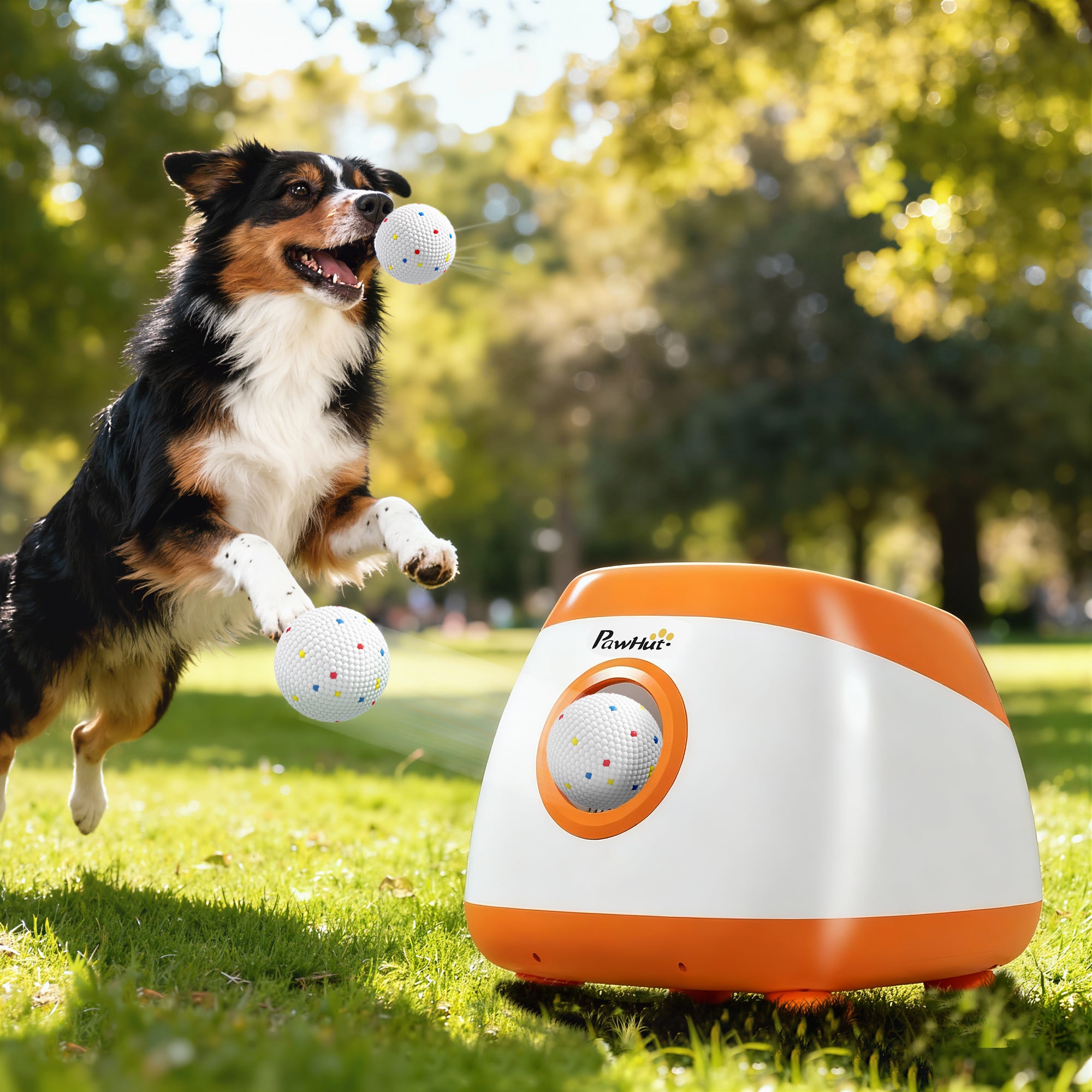 Automatic Dog Ball Launcher for Large Medium Dogs, Upgraded 26-59-79ft Outdoor Ball Launcher with 3* 2.5inch ETPU Balls Play Toys, Interactive Dog Toys for Indoor Outdoor