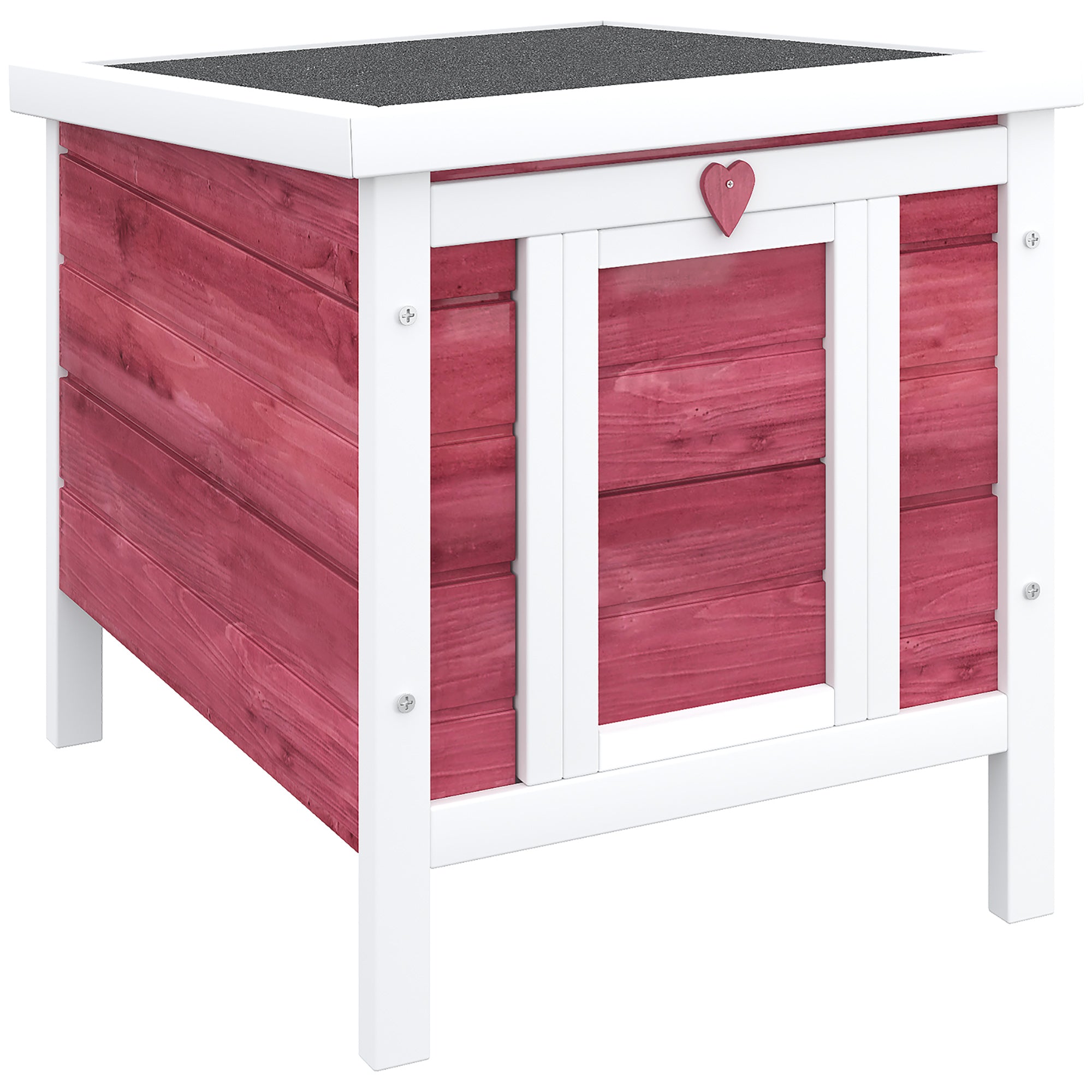 Wooden Rabbit Hutch Outdoor, Guinea Pig Hutch, Rabbit Hideaway, Cat House, Bunny Cage Small Animal House with Openable Roof, 51 x 42 x 43 cm, Red