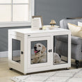 Load image into Gallery viewer, 37in Dog Crate Furniture with Cushion, Indoor Pet Kennel End Table with 2 Doors, for Large Dogs, White

