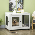 Load image into Gallery viewer, 37in Dog Crate Furniture with Cushion, Indoor Pet Kennel End Table with 2 Doors, for Large Dogs, White
