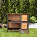 Load image into Gallery viewer, 48" 2-Story Large Rabbit Hutch Bunny Cage Wooden Pet House Metal Frame with Rooms, Ramp, No Leak Tray, Feeding Trough, Waterproof Asphalt Roof for Rabbits, Chickens, Ducks, Outdoor/Indoor
