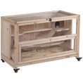 Load image into Gallery viewer, Wooden Hamster Cage, Mice Rodent Small Animals Kit Hutch, 3 Tiers Exercise Play House, with Wheels, Bottom Tray, 99 x 50 x 69 cm, Natural Wood
