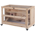 Load image into Gallery viewer, PawHut Extra Large Wooden Hamster Cage and Habitat Playground with 3 Ladders and 2 Huts, Syrian & Dwarf Hamster Small Animal Cage, Wheels, Pull-out Tray, Natural
