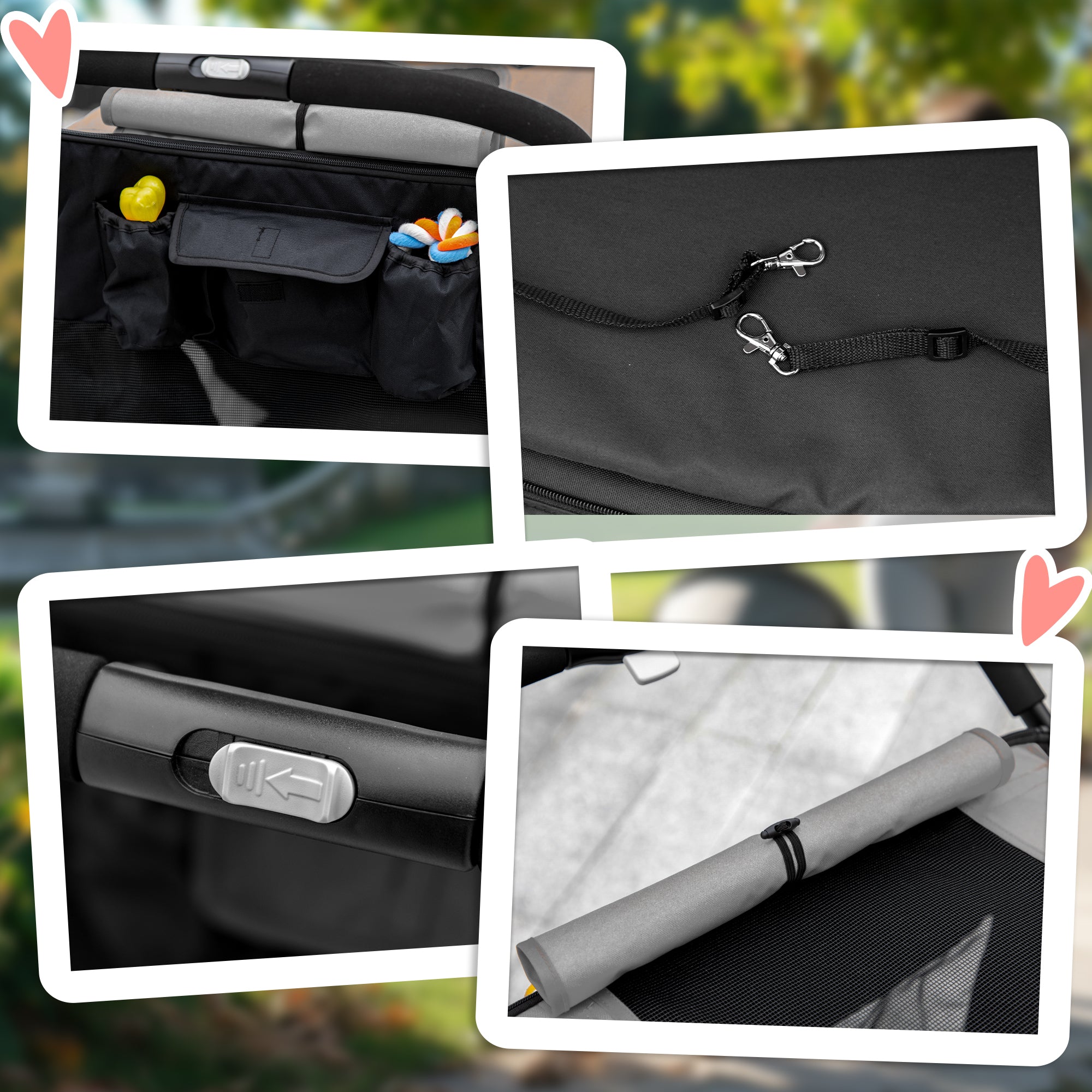 Dog Stroller Pet Pram Dog Pushchair Buggy with Adjustable Canopy for Medium and Large Breeds, Black