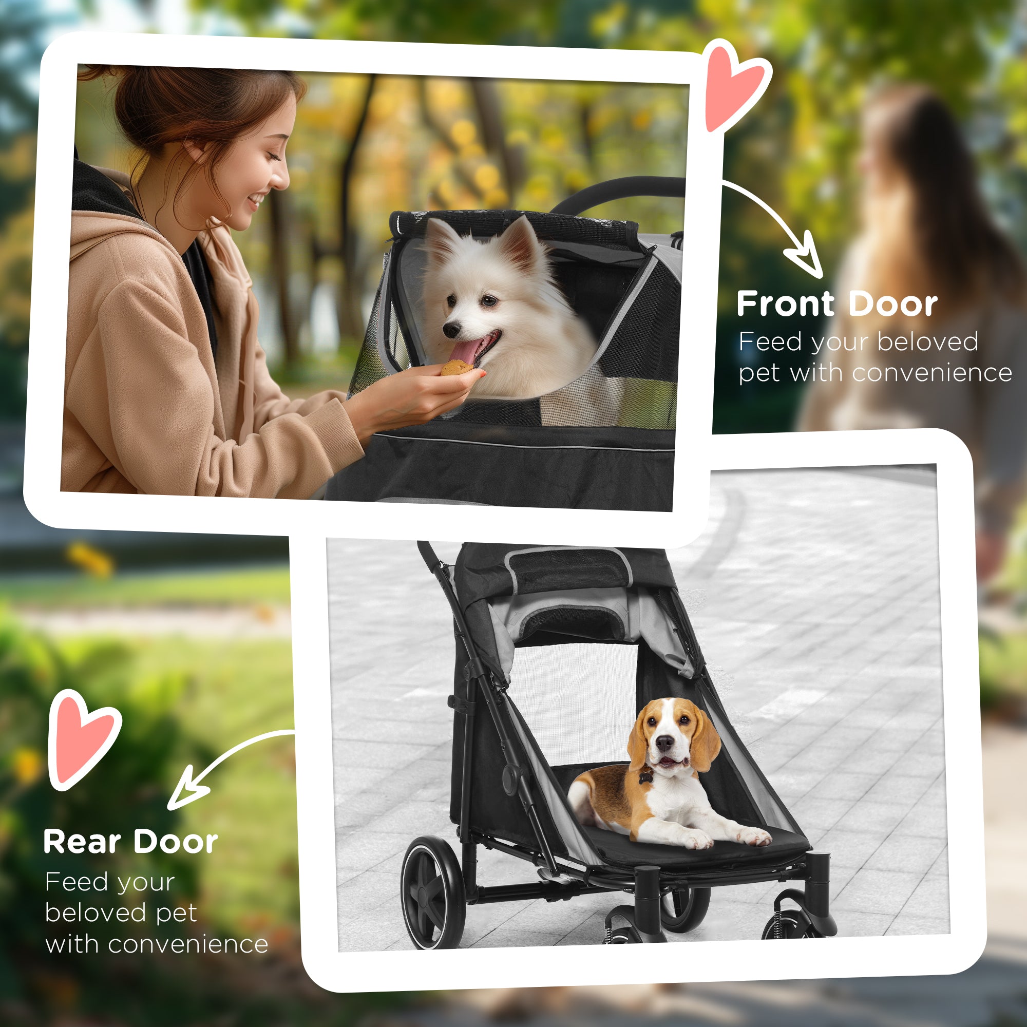 Dog Stroller Pet Pram Dog Pushchair Buggy with Adjustable Canopy for Medium and Large Breeds, Black
