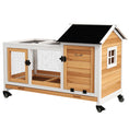 Load image into Gallery viewer, Wooden Rabbit Hutch with Wheels, Guinea Pig Cage, Small Animal House for Outdoor & Indoor with Slide-out Tray, 108 x 58 x 73.5cm, Yellow
