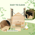 Load image into Gallery viewer, Wooden Duck House, Raised Chicken Coop with Double Doors, Poultry Coop with Openable Roof, Ventilation Holes, Removable Base, Natural Wood Finish
