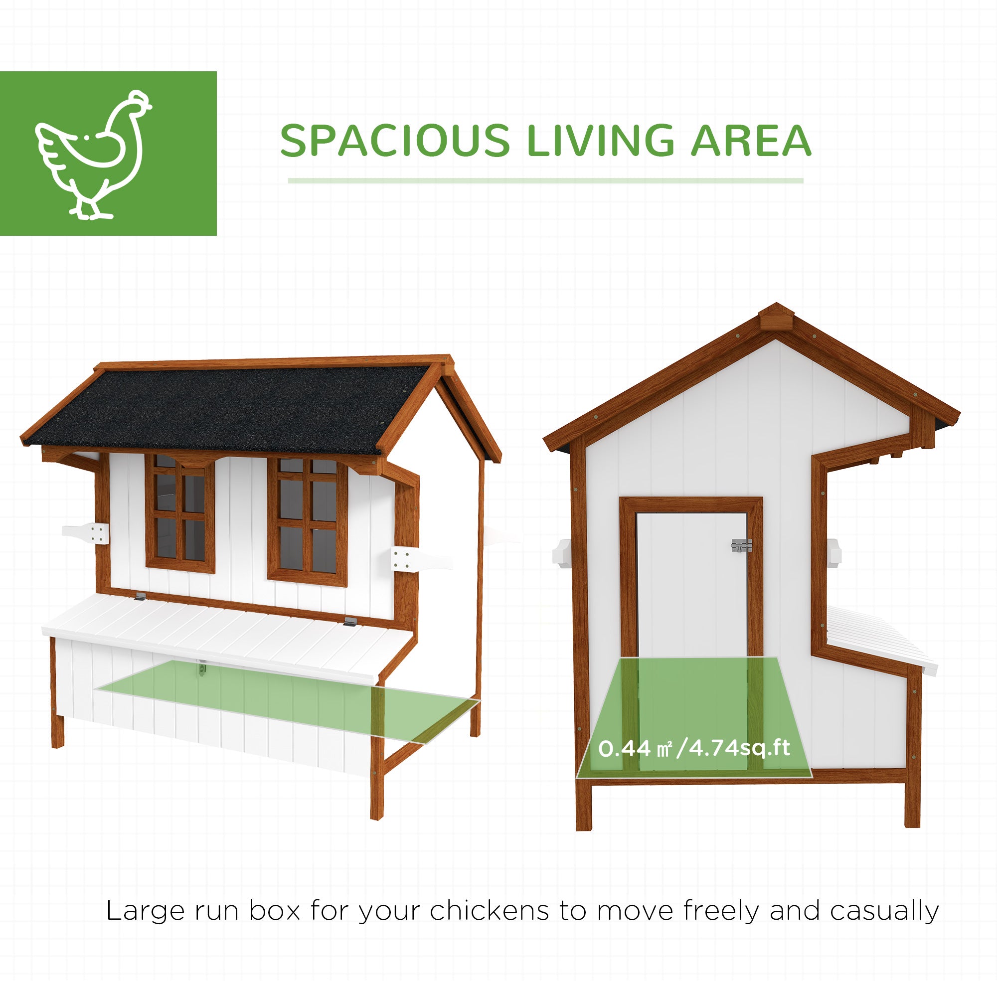 47" Chicken Coop Wooden Chicken House Rabbit Hutch Raised Poultry Cage Portable Hen Pen Backyard with Nesting Box and Handles