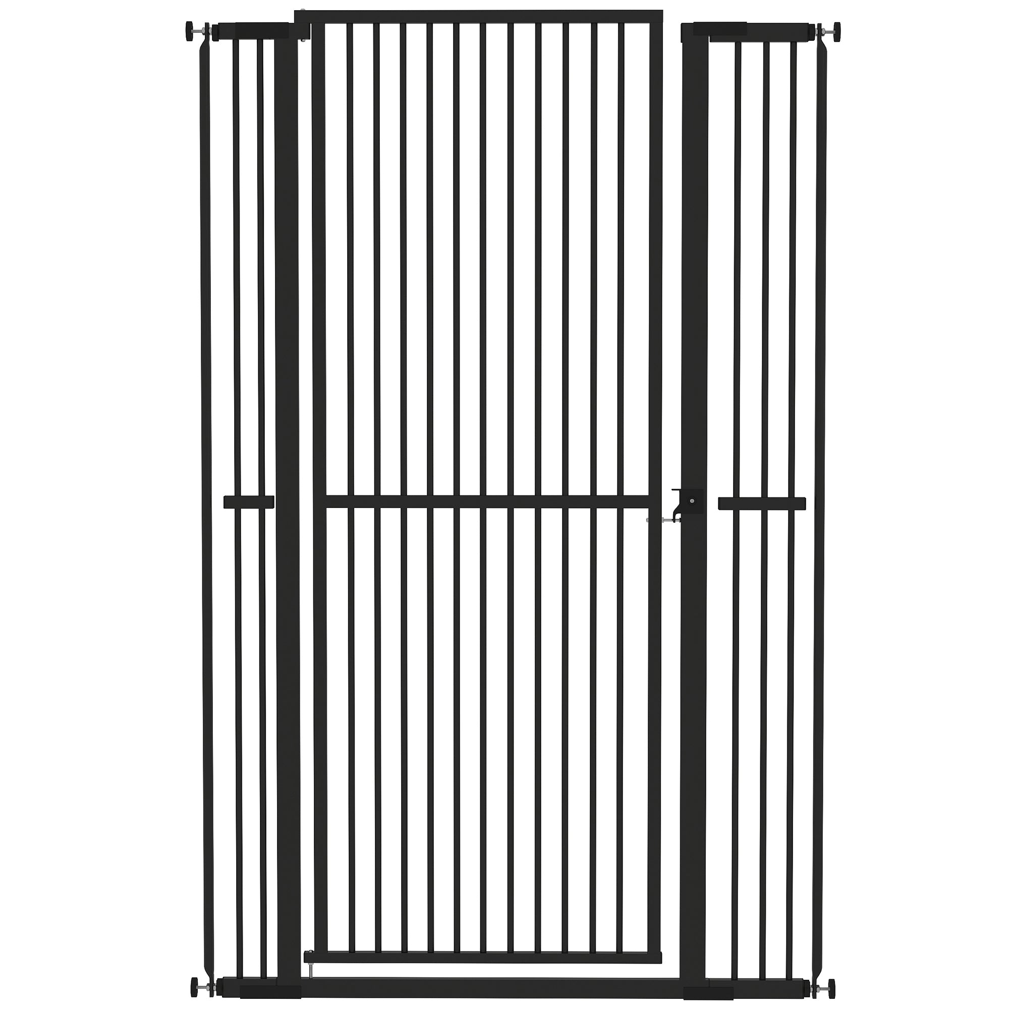 59"H Extra Tall Cat Gate, 30"-41"W Steel Pet Gate for Doorway, Hallway, Pressure Mounted Kit No Drilling Dog Gate with 1.4" Extra Narrow Gap, 2.8" & 5.5" Extensions, Black
