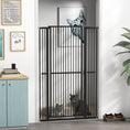 Load image into Gallery viewer, 59"H Extra Tall Cat Gate, 30"-41"W Steel Pet Gate for Doorway, Hallway, Pressure Mounted Kit No Drilling Dog Gate with 1.4" Extra Narrow Gap, 2.8" & 5.5" Extensions, Black
