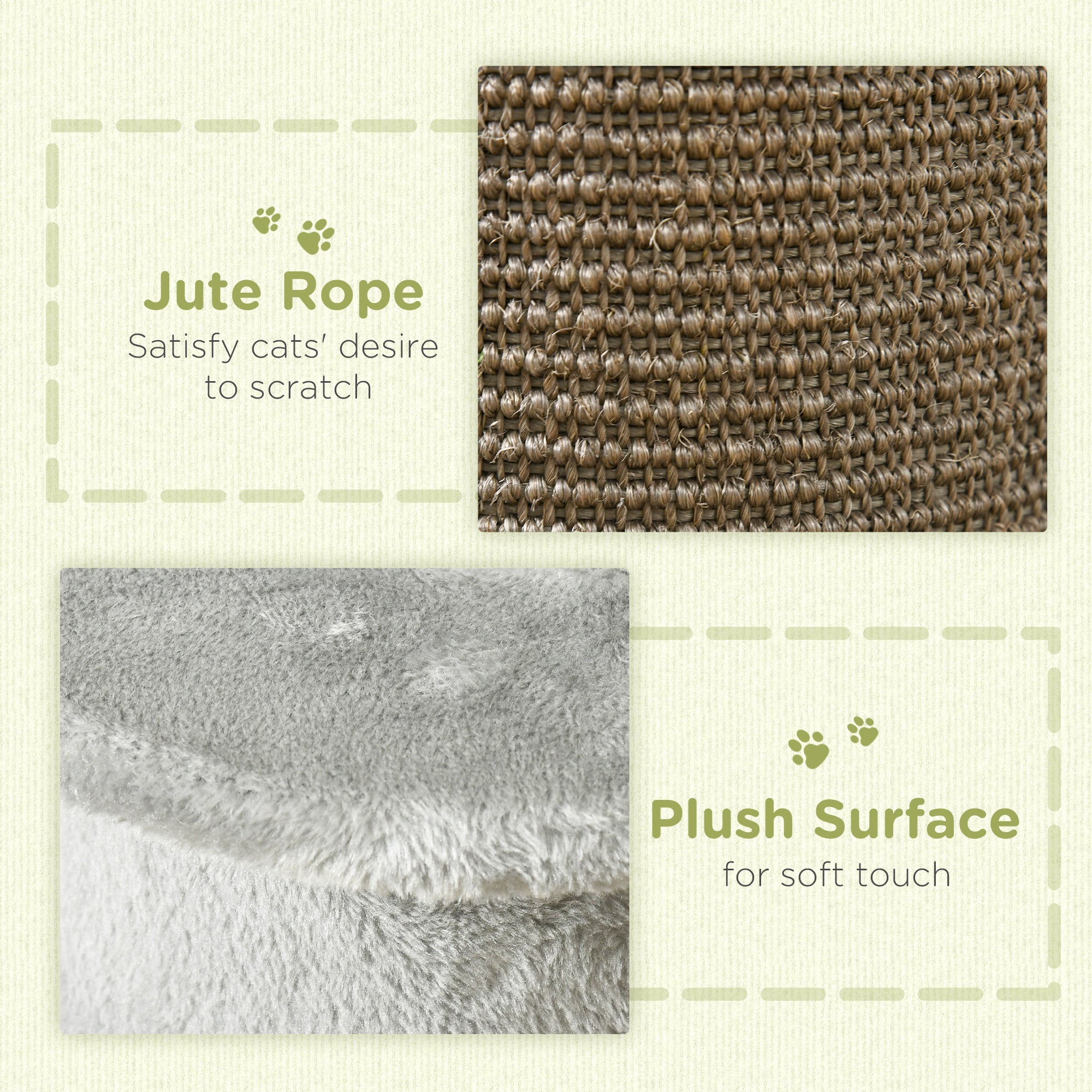 58cm Cat Scratching Post for Corner Wall, Claw Scratcher, with Smooth Plush, Sisal Rope, Toy Balls, Stable Base - Grey