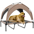 Load image into Gallery viewer, Elevated Dog Bed with Canopy, Cooling Dog Cot Bed for Camping, Portable Raised Pet Cot with Washable Breathable Mesh, for Indoor Outdoor, Large Dogs, 42" x 30" x 37", Coffee
