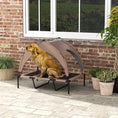 Load image into Gallery viewer, Elevated Dog Bed with Canopy, Cooling Dog Cot Bed for Camping, Portable Raised Pet Cot with Washable Breathable Mesh, for Indoor Outdoor, Large Dogs, 42" x 30" x 37", Coffee
