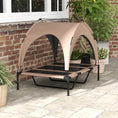 Load image into Gallery viewer, Elevated Dog Bed with Canopy, Cooling Dog Cot Bed for Camping, Portable Raised Pet Cot with Washable Breathable Mesh, for Indoor Outdoor, Large Dogs, 42" x 30" x 37", Coffee
