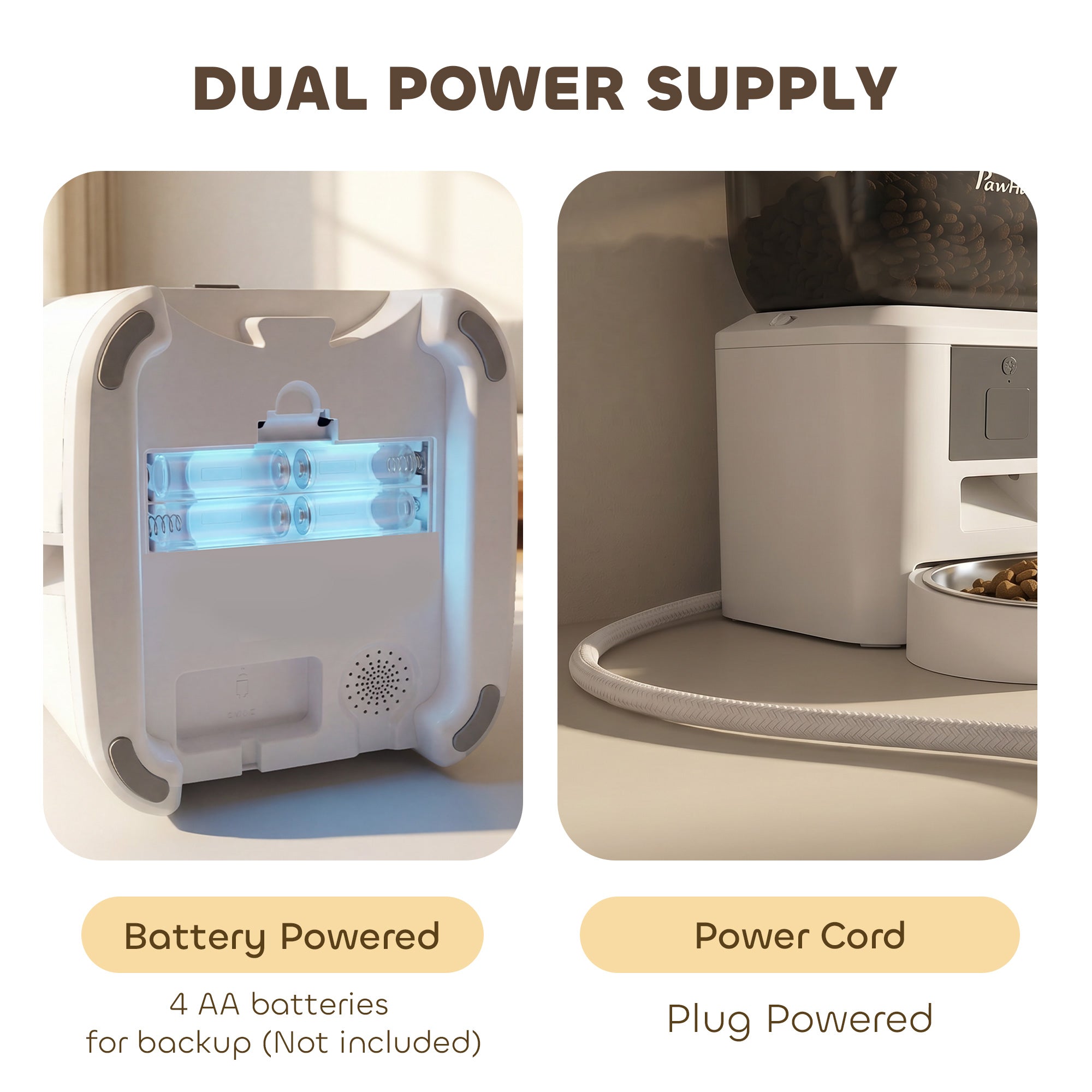 Automatic Cat Feeder, 2.4G WiFi, Smart APP Control 8L Extra Large Pet Feeder Dispenser 1-10 Meals with 10s Meal Call Back, Anti-Clogging, Dual Power Supply, Detachable Clean