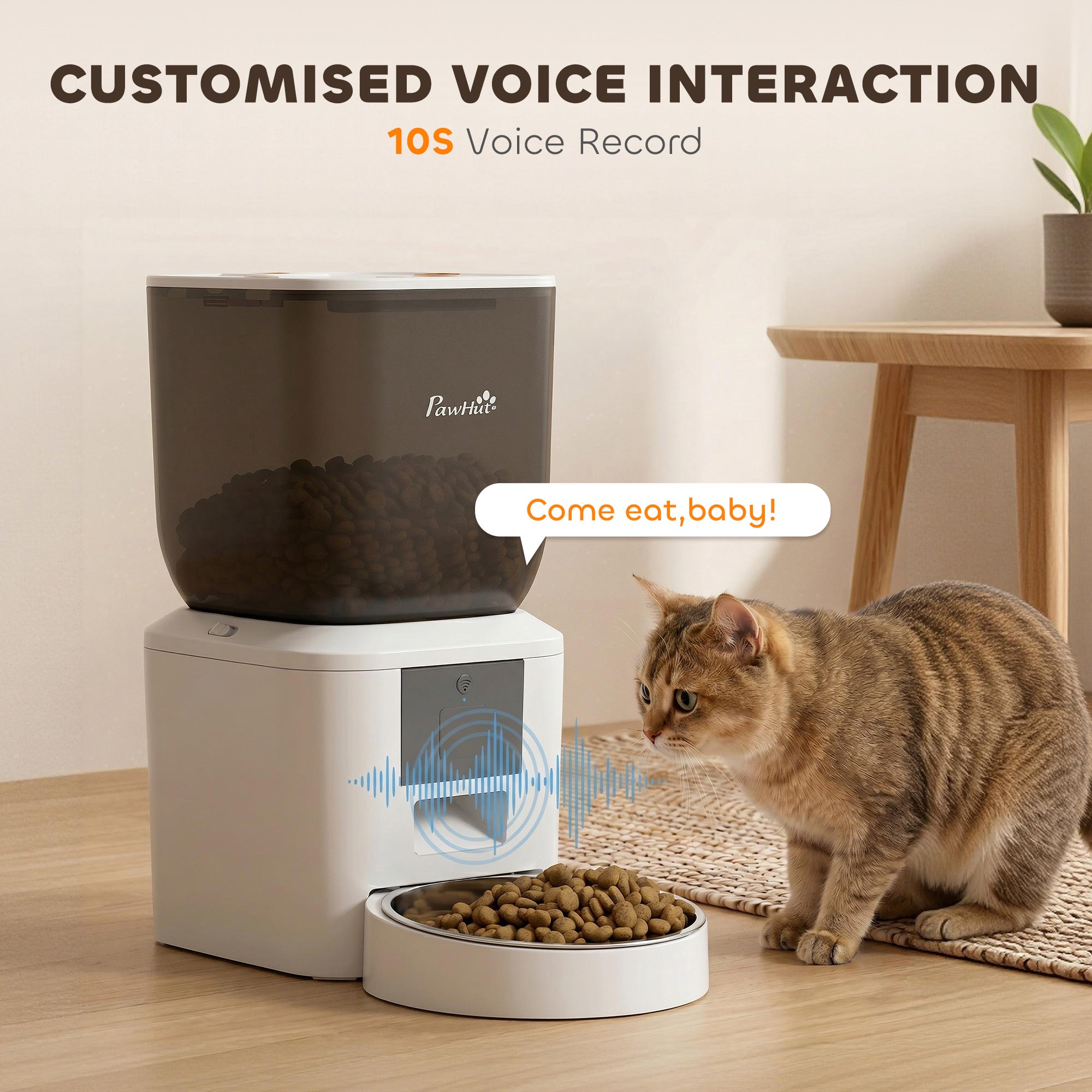 Automatic Cat Feeder, 2.4G WiFi, Smart APP Control 8L Extra Large Pet Feeder Dispenser 1-10 Meals with 10s Meal Call Back, Anti-Clogging, Dual Power Supply, Detachable Clean