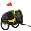 Load image into Gallery viewer, Aosom Dog Bike Trailer, Pet Bike Wagon with Steel Frame, Hitch Coupler, Quick Release Wheels, Reflectors, Flag, Pet Travel Carrier for Medium Dogs, Yellow
