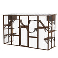 Load image into Gallery viewer, Catio, Large Outdoor Cat Enclosure with Cat Condos, Platforms, Ladders, Doors, Weather-Resistant Roof, Wooden Cat Cage for 1-4 Cats, Espresso
