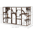 Load image into Gallery viewer, Catio, Large Outdoor Cat Enclosure with Cat Condos, Platforms, Ladders, Doors, Weather-Resistant Roof, Wooden Cat Cage for 1-4 Cats, Espresso
