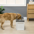 Load image into Gallery viewer, Elevated Dog Bowls for Large Dogs, Raised Pet Feeding Station with 2 Stainless Steel Bowls, Hidden Storage Drawer, Wood Stand for Cats, White
