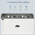 Load image into Gallery viewer, Stainless Steel Raised Dog Bowls, Double Dog Food and Water Bowl w/ 21L Storage Drawer, for Large Dogs - White
