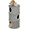 Load image into Gallery viewer, Cat House for Indoor Kittens, Cat Condo with Removable Washable Cover, Modern Barrel-Shaped Kitty Cave Bed, Stable Multi-Level Kitten Hideaway for Play & Rest, 40 x 40 x 80 cm, Grey
