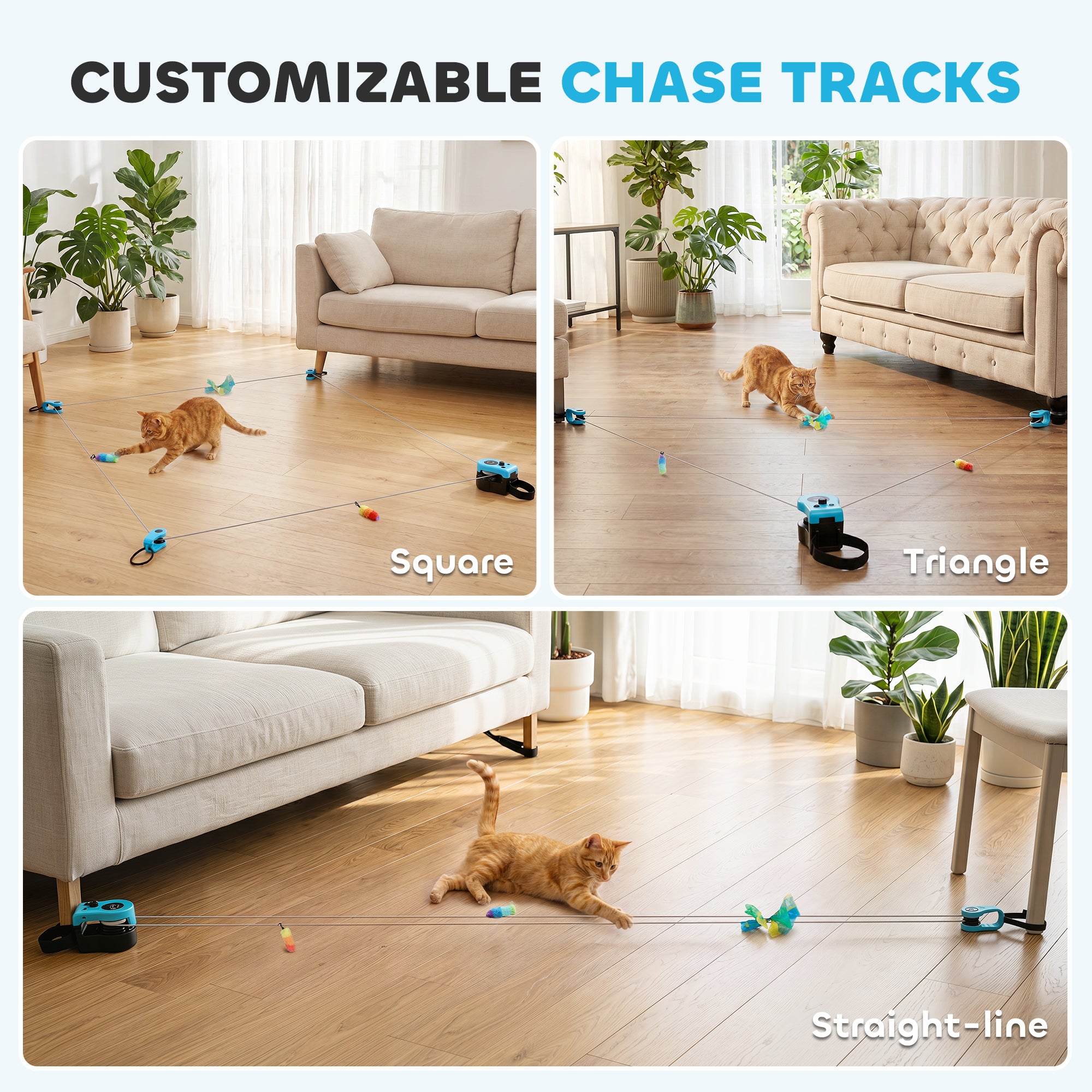 Interactive Cat Toy for Indoor Kittens & Adult, Automatic & Remote Control Electric Cat Toy with Adjustable Speed, DIY Track & Mouse Sound, Rechargeable Boredom Buster