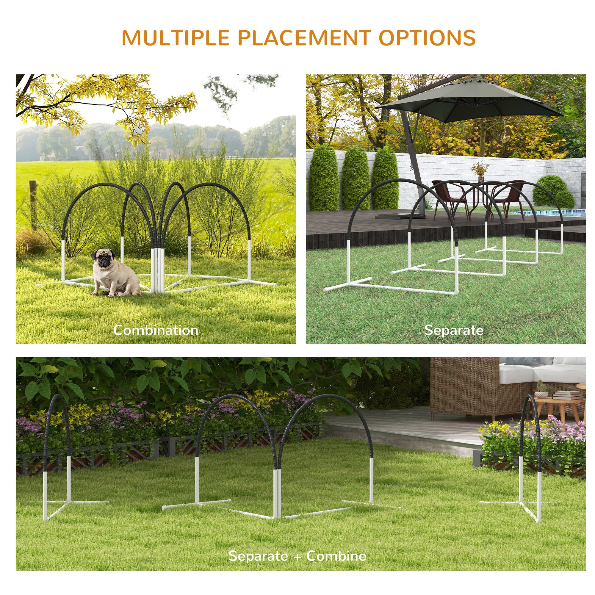 4 Pieces Dog Agility Training Equipment with Weave Poles, Training Starter Kit, Dog Obstacle Course, Pet Outdoor Games with Carry Bag, Black