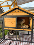 Charger l'image dans la visionneuse de la galerie, Large Rabbit Hutch with 2 Runs Ramp Tray & Asphalt Roof Yellow

