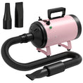 Load image into Gallery viewer, Dog Hair Dryer, 2200W Pet Grooming Hair Dryer with Adjustable Temperature & Velocity, Professional Low Noise Dog Blaster with 3 Different Nozzles, Pink
