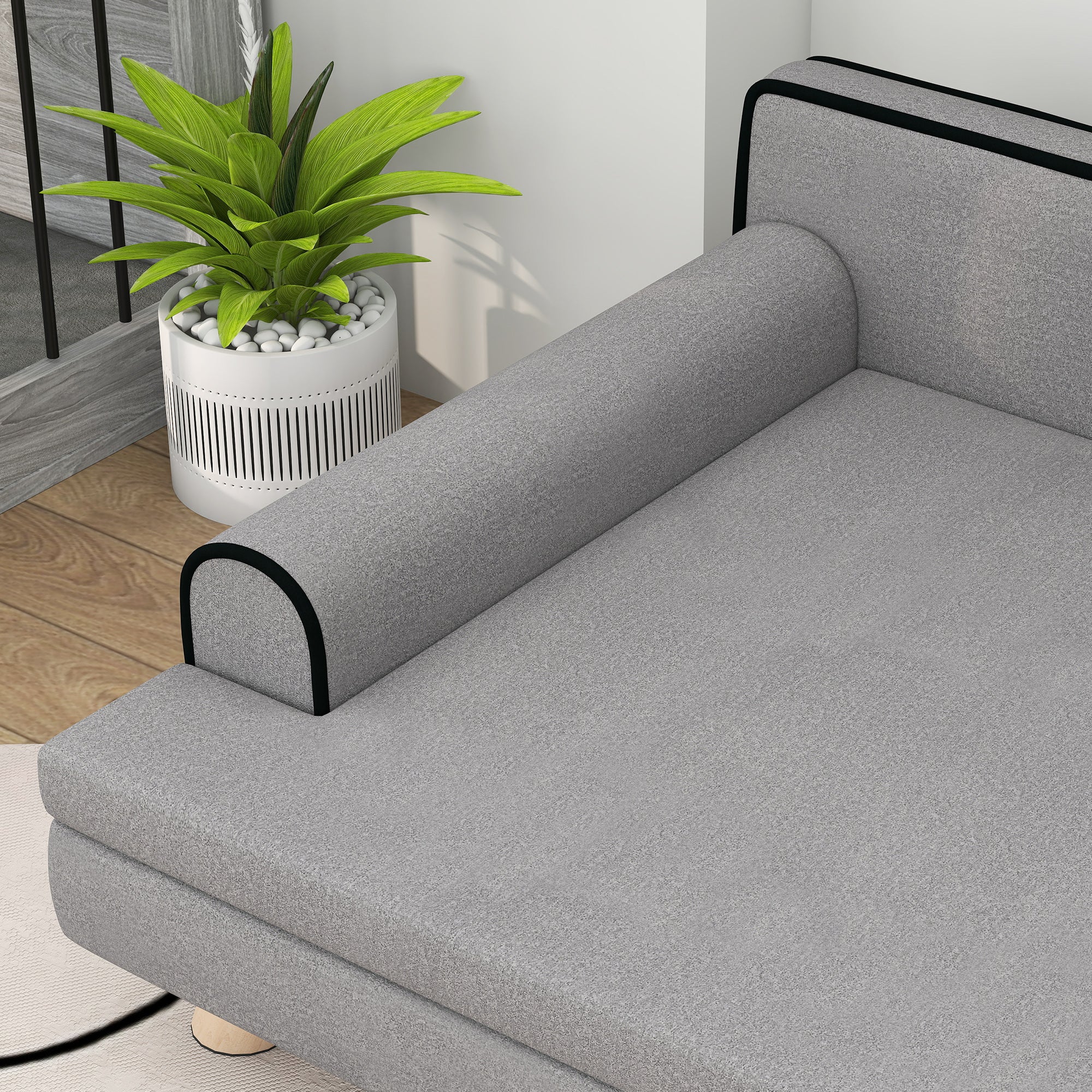 Dog Sofa, 39" Cat Couch with Removable Cushion, Washable Cover, Wooden Legs, Elevated Pet Cat Sofa for Medium & Large Dogs, Light Grey