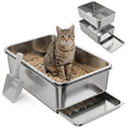 Charger l'image dans la visionneuse de la galerie, XL Stainless Steel Cat Litter Box, Sifting Cat Litter Box with Sifting Pan, High Sides for Medium and Large Cats, Non-Sticky, Odour Control, Easy Cleaning, Silver
