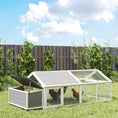 Charger l'image dans la visionneuse de la galerie, 95"L Large Chicken Run, Wooden Chicken Coop with Nesting Box, Lift-up Top, Side Door and Wooden Roof, Poultry Cage for Outdoor, for 4 to 8 Chickens, Rabbits, Ducks, White
