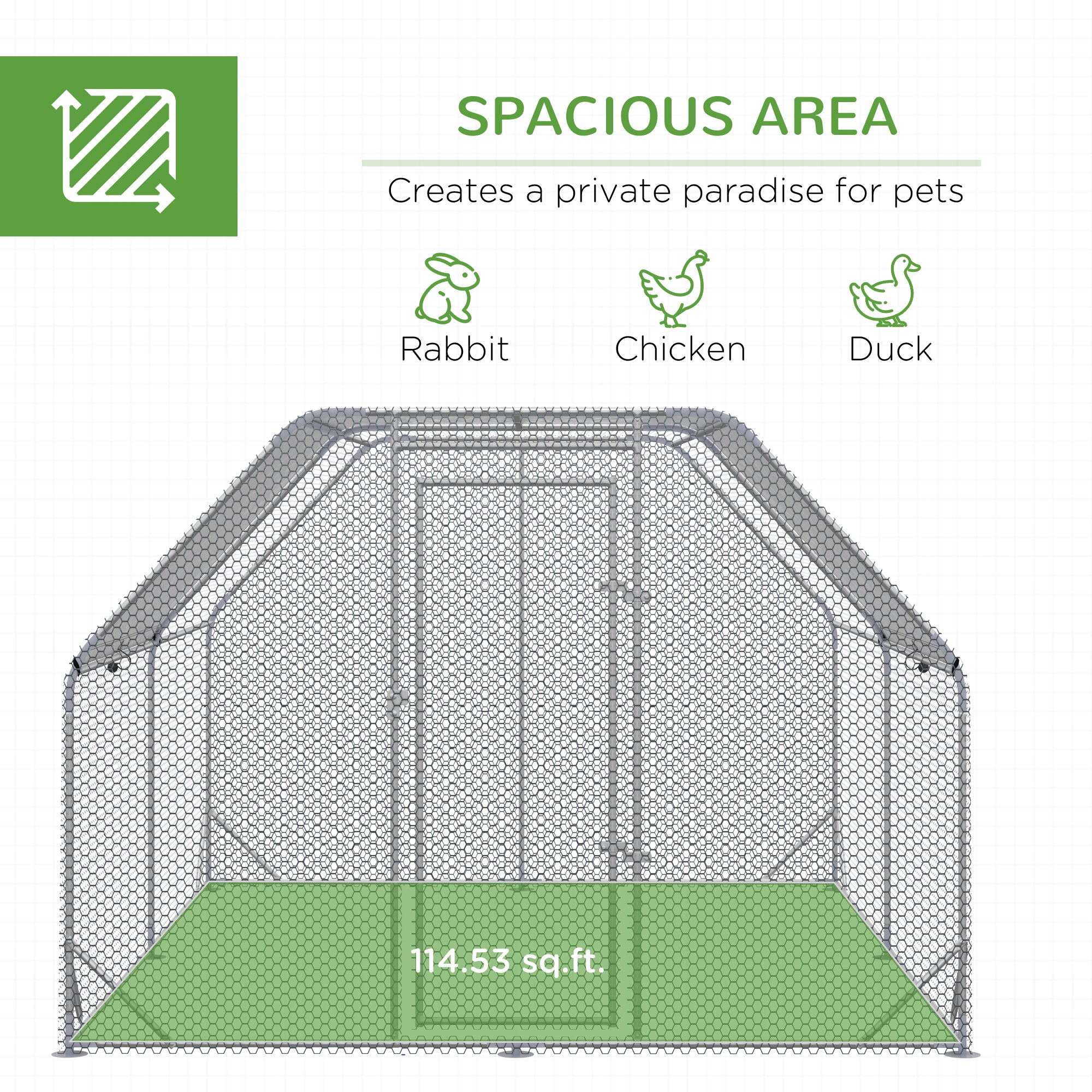 Galvanized Large Metal Chicken Coop Cage Walk-in Enclosure Poultry Hen Run House Playpen Rabbit Hutch with Cover for Outdoor Backyard 9.2' x 12.5' x 6.5' Silver