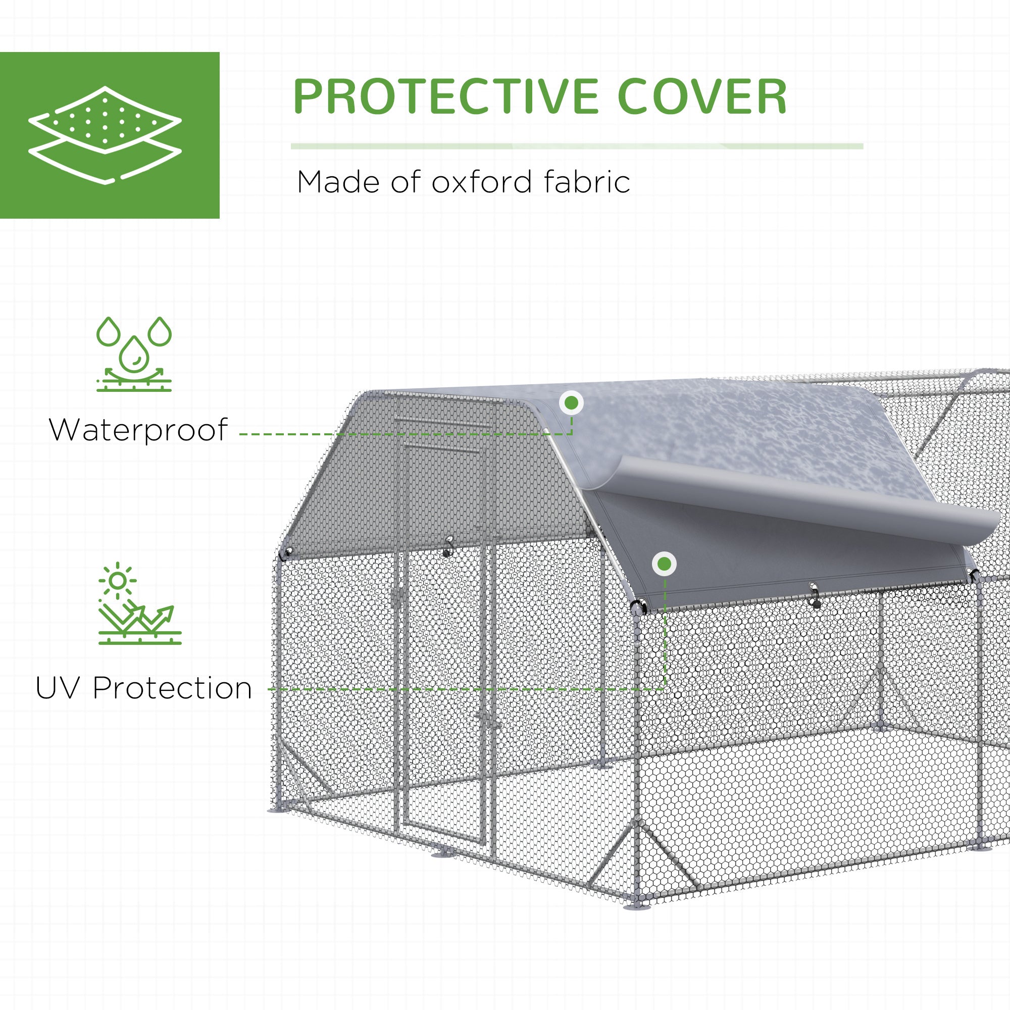 Galvanized Large Metal Chicken Coop Cage Walk-in Enclosure Poultry Hen Run House Playpen Rabbit Hutch with Cover for Outdoor Backyard 9.2' x 12.5' x 6.5' Silver