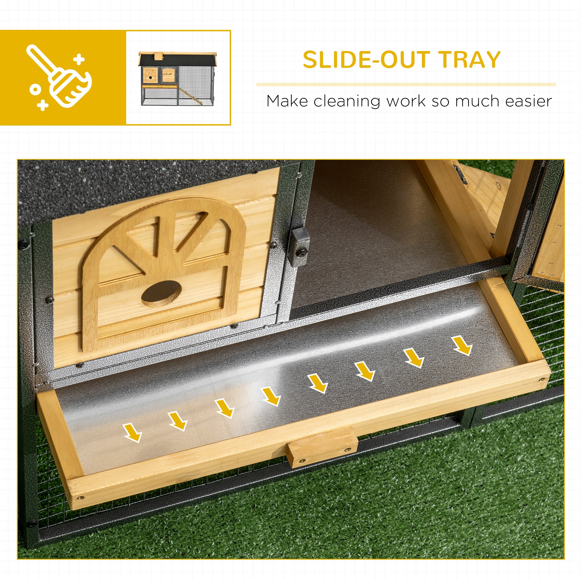2 Tiers Rabbit Hutch and Run, Guinea Pig Hutch Outdoor with Sliding Tray, Ramp, for 1-2 Rabbits